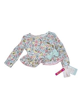 Tommy Bahama Girls' Floral Long Sleeve Swim Shirt with Ruffle and Bow, Size 12M
